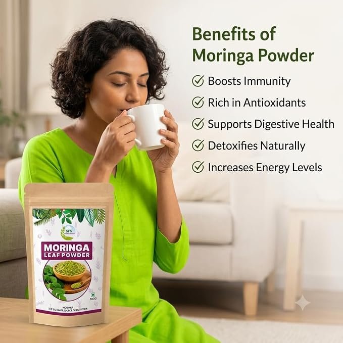 SPS Natural Wellness Moringa Leaf Powder 100g | 100% Pure Organic Superfood for Immunity & Energy view 2