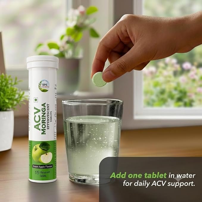 SPS Natural Wellness ACV Moringa Effervescent Tablets, Pack of 15 | Zero Calories, No Added Sugar | Supports Metabolism, Appetite Control, Gut Health & Weight Management Formula view 3